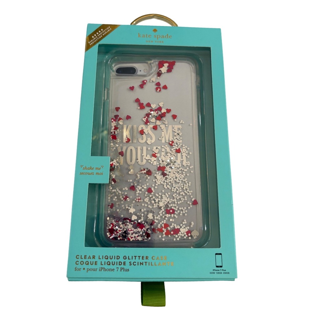 Kate Spade New York iPhone‎ 7 Plus Clear Liquid Glitter Case Kiss Me You Fool